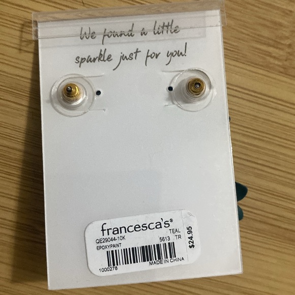 Frances dark green and gold flower drop earrings - Picture 2 of 3